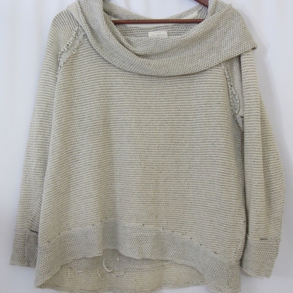 Lucky Brand Tan/Taupe Cowl Neck Loose Knit Sweater Sz L - Picture 10 of 10